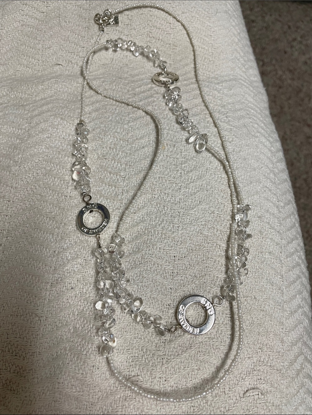 Sno of Sweden Clear Crystal Beaded Silver-Long Necklace